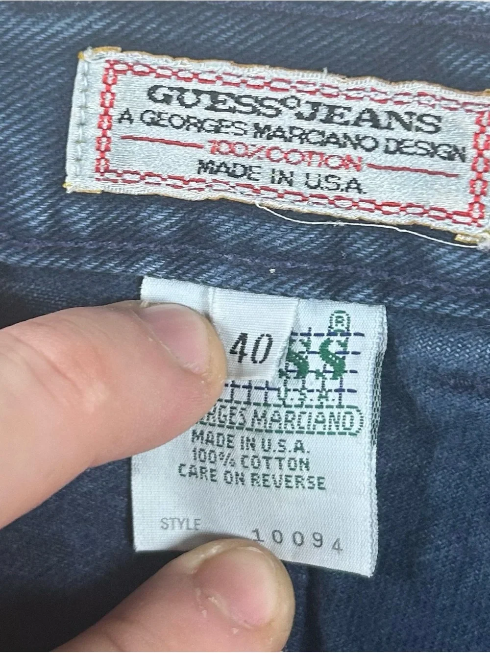 VTG 90s Guess USA Jeans Fits: 36X31 Baggy Taper Leg Mens Blue Unique Button Fly